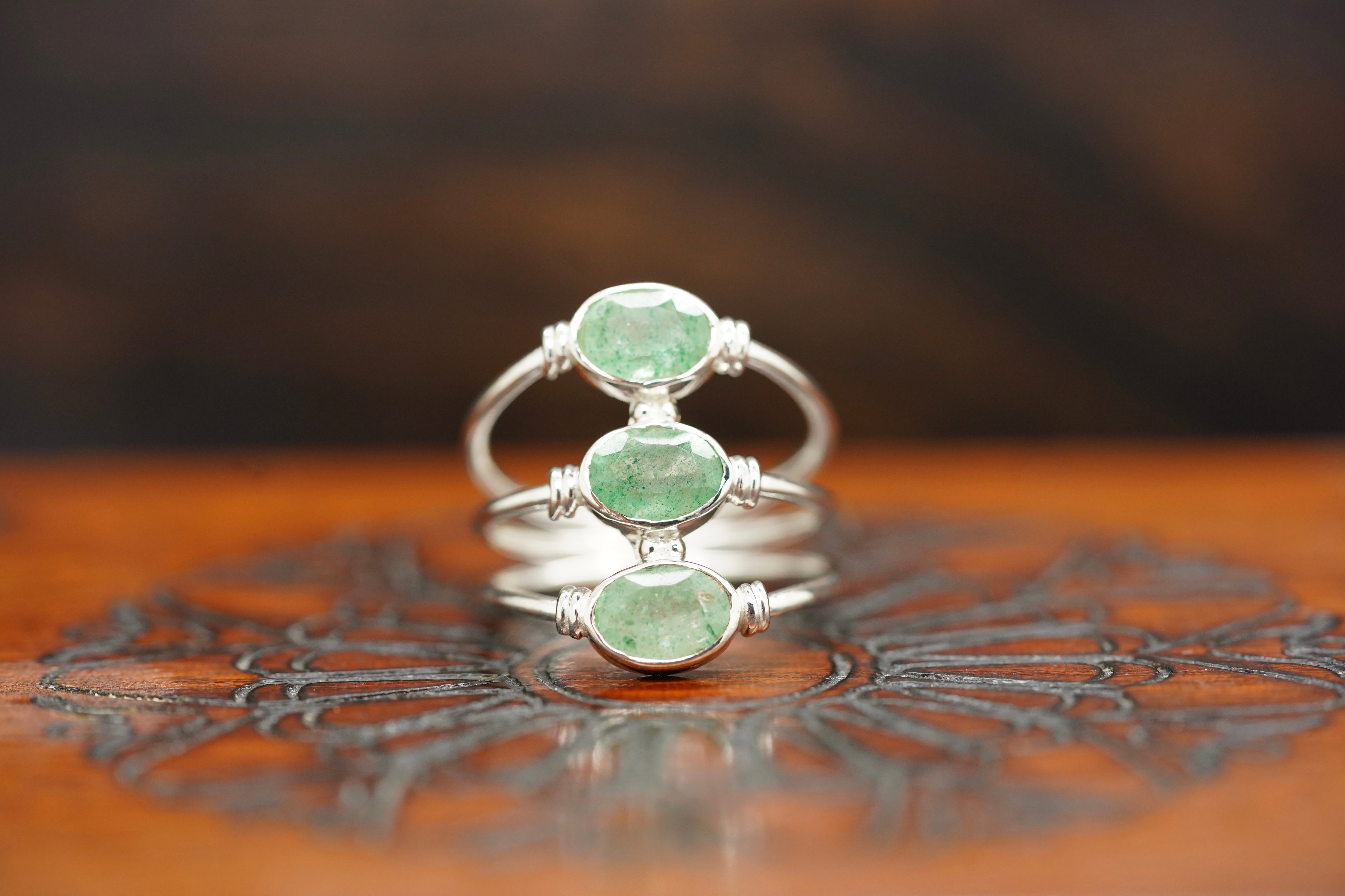 aventurin ring, schmuck aventurin, aventurin schmuck, ring aventurin, grüner aventurin ring, aventurin ring silber, Silber ring, Edelstein ring, doli ring vorne
