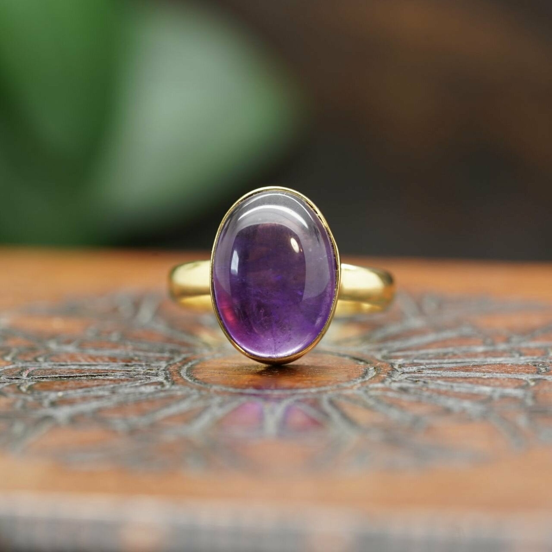 amethyst ring, ring amethyst, ring aus amethyst, kaya ring, gold ring, edelstein ring, vergoldeter ring
