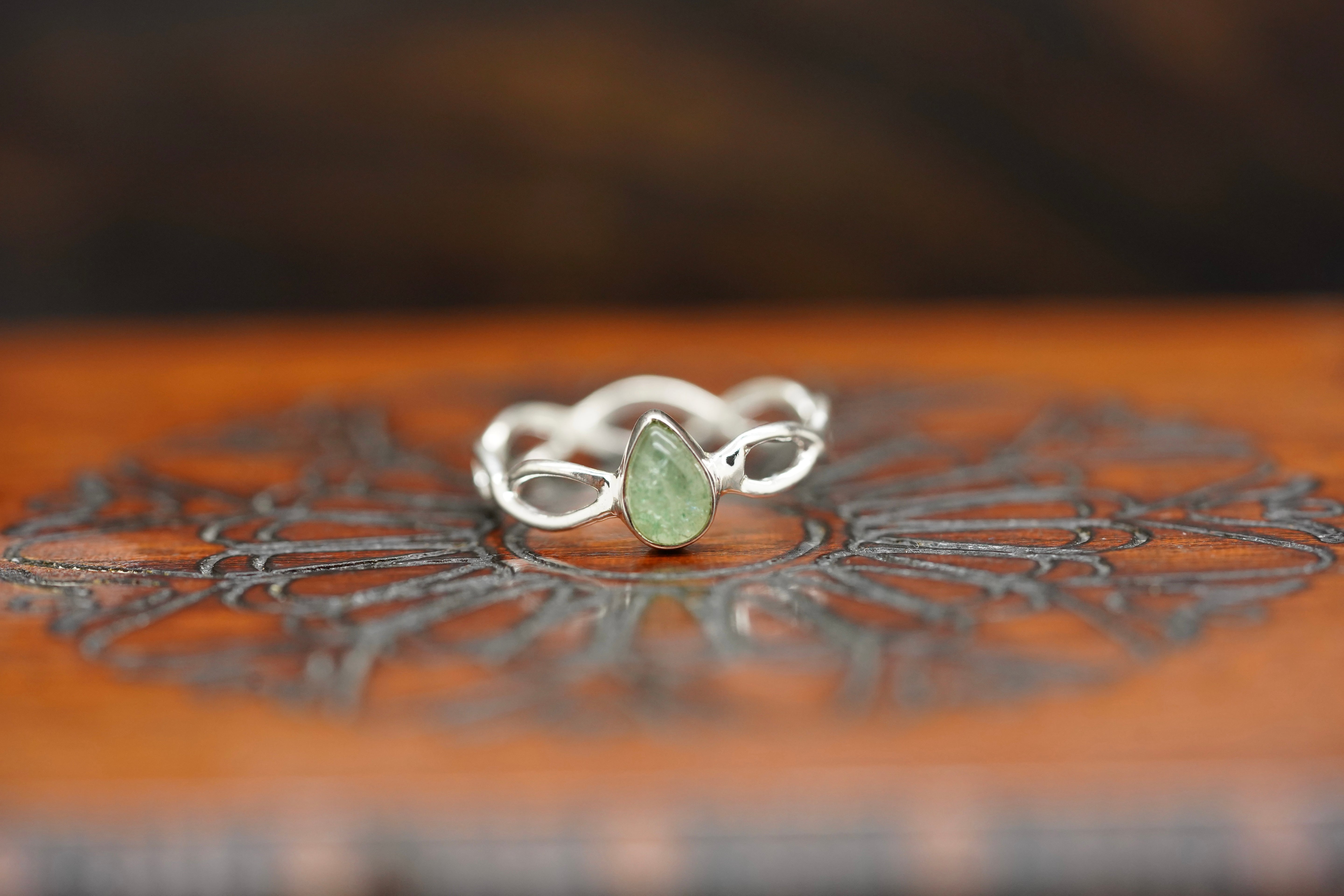 aventurin ring, schmuck aventurin, aventurin schmuck, ring aventurin, grüner aventurin ring, aventurin ring silber, Silber ring, Edelstein ring, nokomi ring