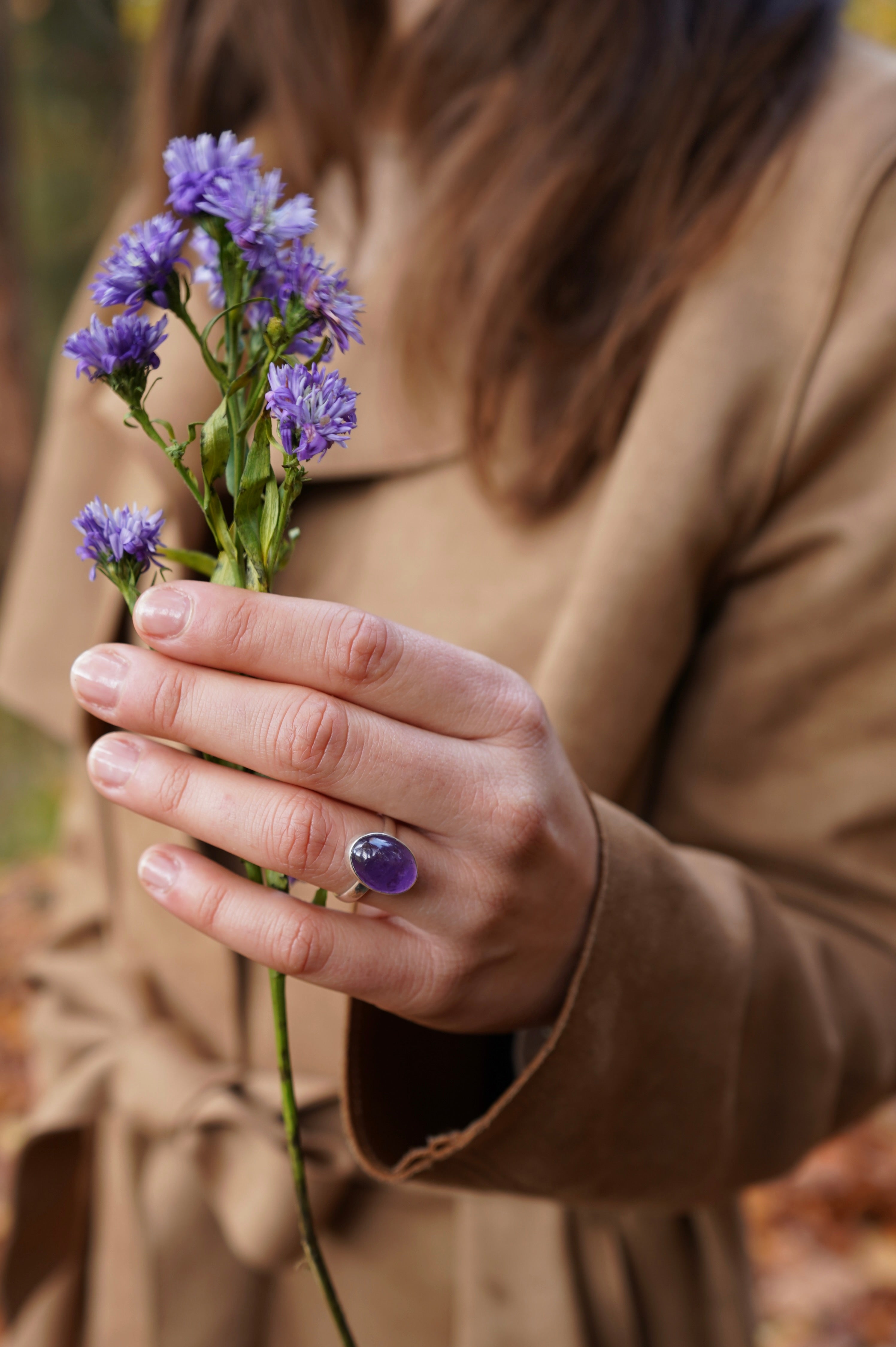 Edelstein Ring, Ring mit Edelstein, Amethyst Ring, Ring mit Edelstein silber, Kaya Ring