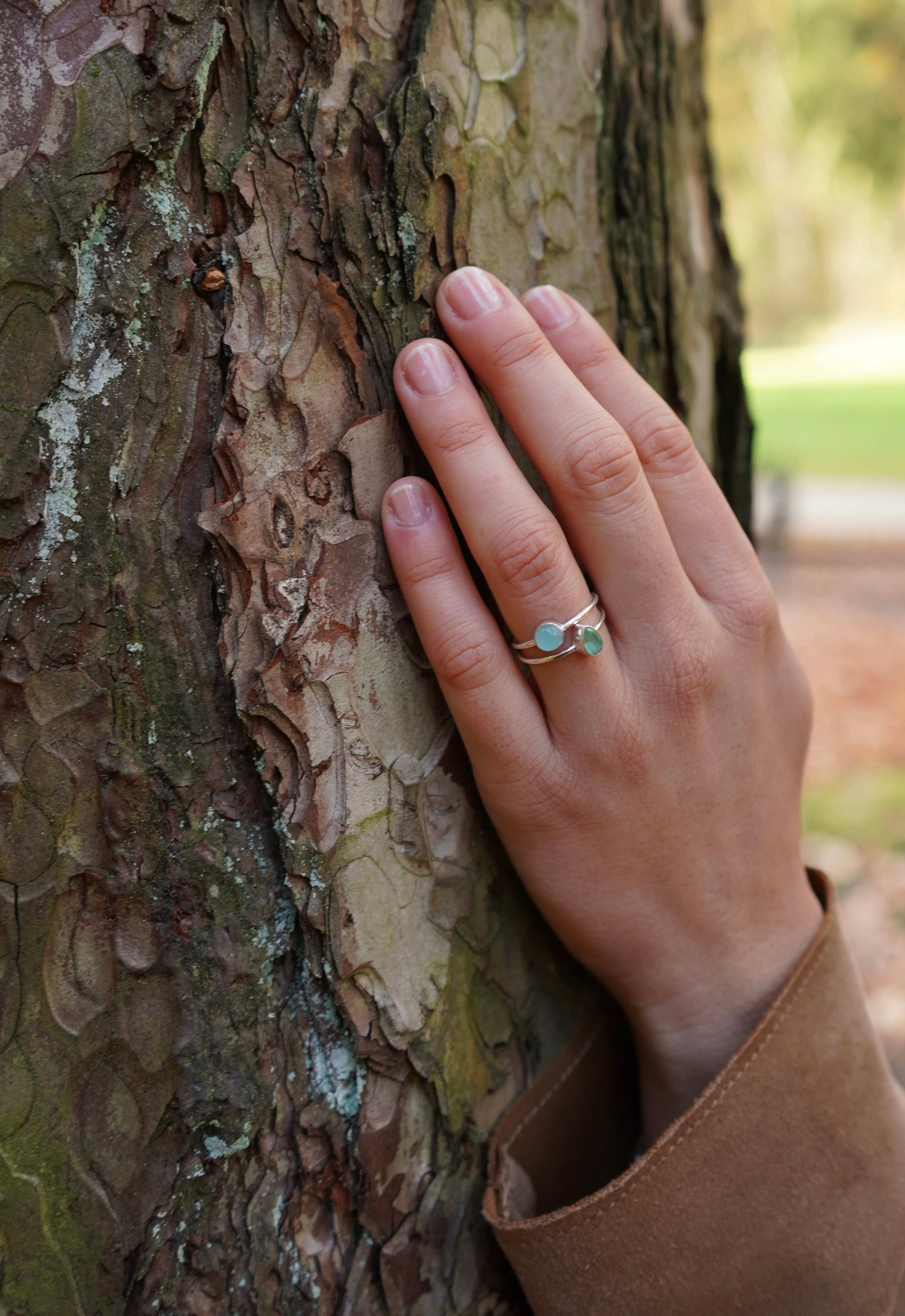 Ring mit Edelstein, Sani Ring, aqua chalcedon ring